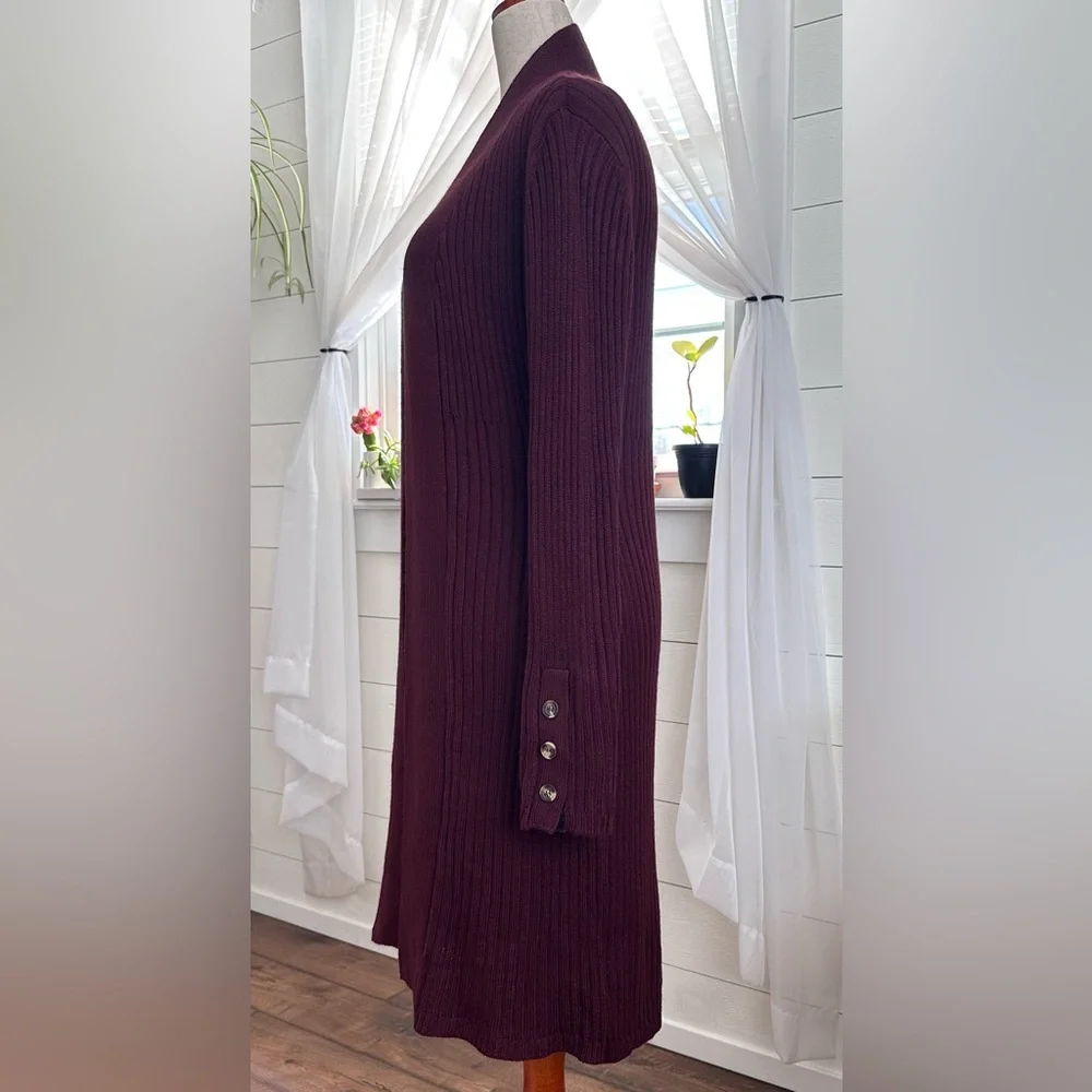 NWT! RD Candise Button Cuff Duster Cardigan Burgundy Size: Small - Picture 4 of 7